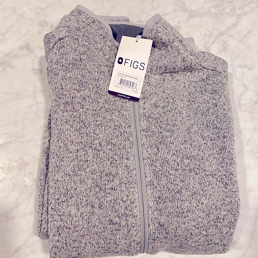 Women’s heathered light grey on-shift sweater knit jacket